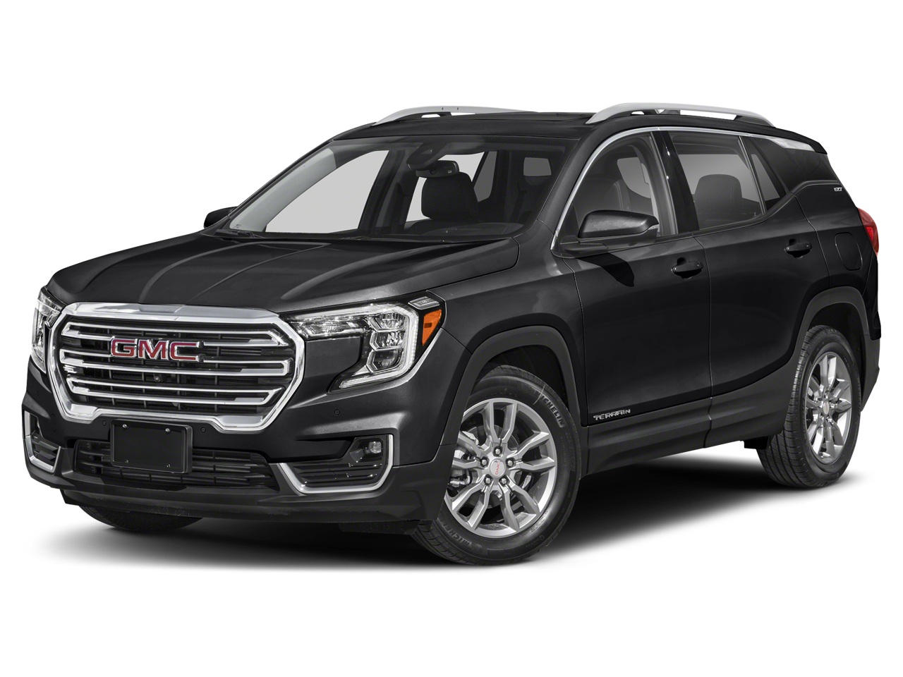 2024 GMC Terrain SLT in Ebony Twilight Metallic — front three-quarter view